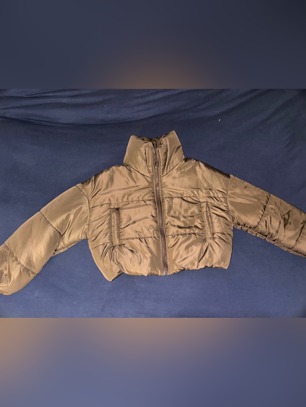 SHEIN Brown Quilted Cropped Puffer Jacket